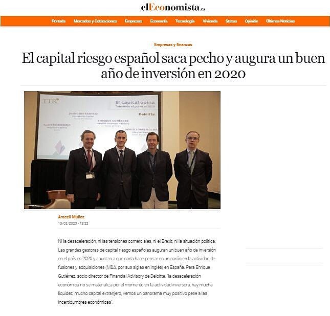 El capital riesgo espaol saca pecho y augura un buen ao de inversin en 2020
